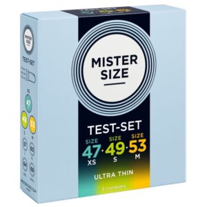 MISTER SIZE – PACOTE DE AMOSTRA DE PRESERVATIVO TAMANHO 47-49-53 MM (3 UNIDADES)