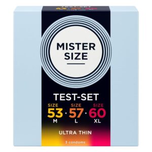 MISTER SIZE – PACOTE DE AMOSTRA DE PRESERVATIVOS TAMANHO 53-57-60 MM (3 UNIDADES)