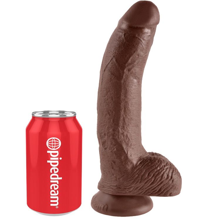 Ilhaerotica - KING COCK - 9 DILDO CASTANHO COM BOLAS 22.9 CM