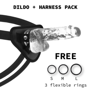 X RAY – ARNÊS + DILDO TRANSPARENTE COM BOLAS 18.5 CM -O- 3.8 CM